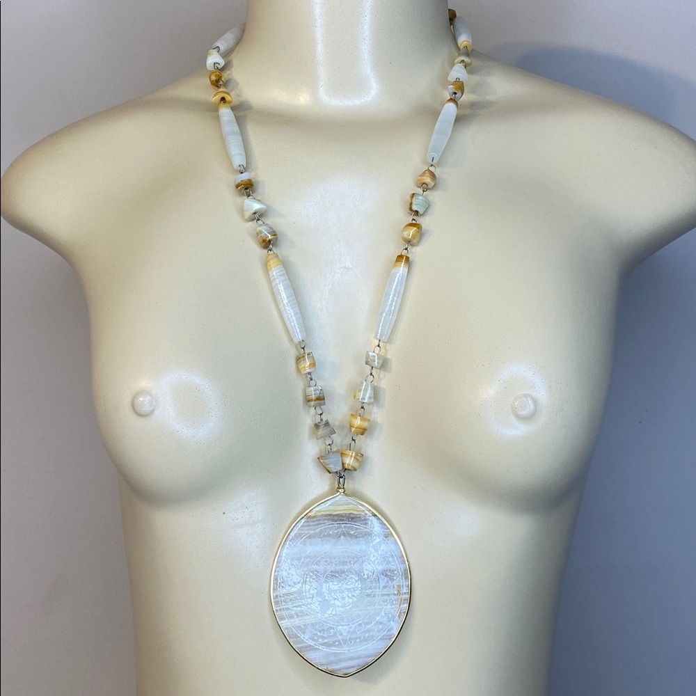 Vintage Aztec Mexican Sun Face Beaded Necklace with Oval Pendant